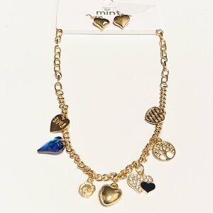 Mint Gold Dangle Earrings and Necklace